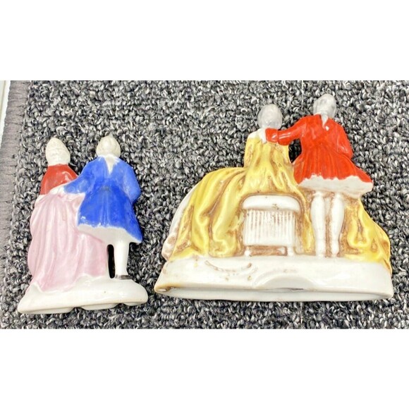 Marayama Hand Painted Porcelain Colonial Couple lot of 2 Made in Occupied Japan - Picture 10 of 15